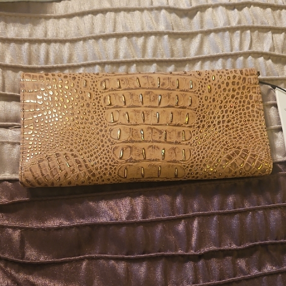 Brahmin Veronia Vintage Mini Melbourne GoldCroc-Embossed Envelope Wallet - Picture 2 of 7